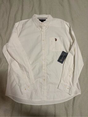 U.S. Polo Assn. White Button-Down Oxford Shirt with Chest Pocket